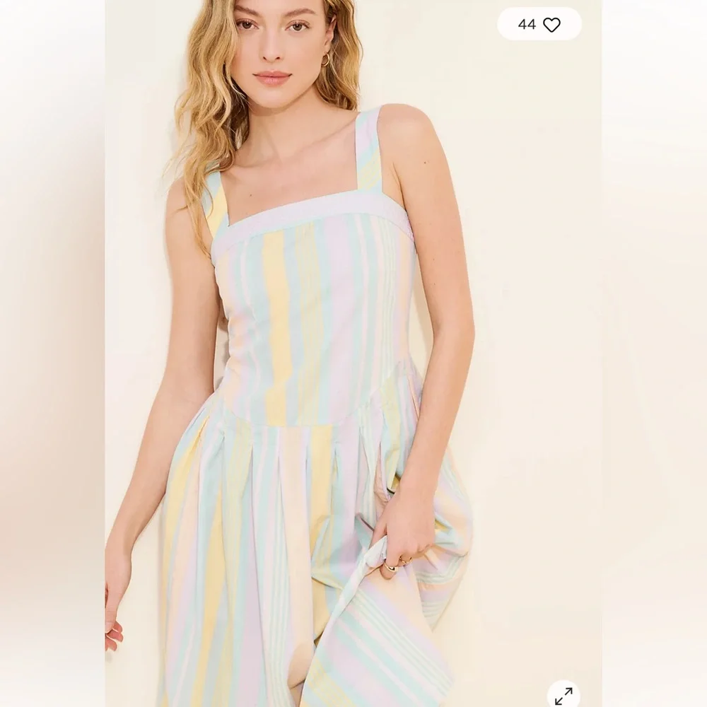 NWT Free People Primavera Striped Midi Dress in Pastel